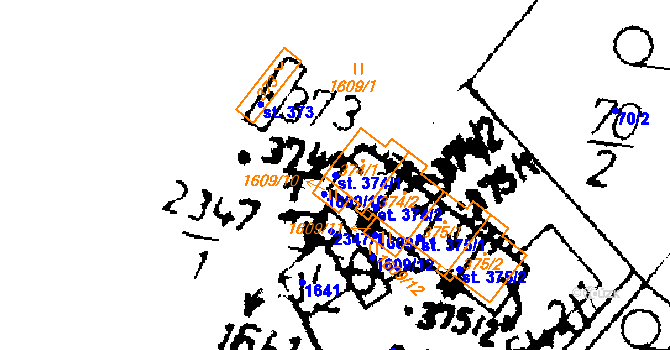 Parcela st. 374/1 v KÚ Merboltice, Katastrální mapa