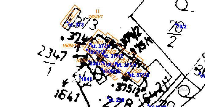 Parcela st. 374/2 v KÚ Merboltice, Katastrální mapa