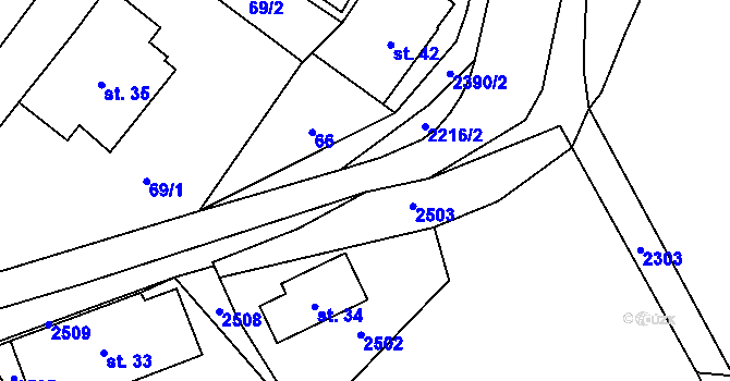 Parcela st. 2390/6 v KÚ Merboltice, Katastrální mapa