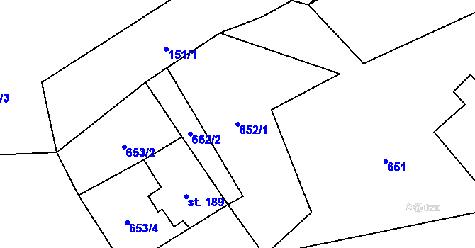 Parcela st. 652/1 v KÚ Merboltice, Katastrální mapa