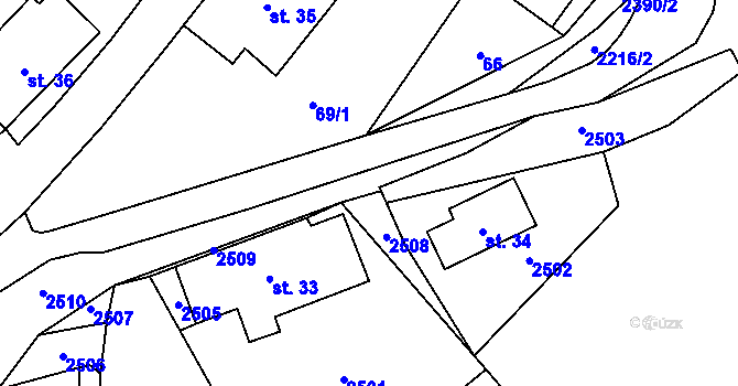 Parcela st. 55/3 v KÚ Merboltice, Katastrální mapa