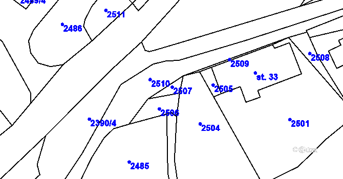 Parcela st. 2216/4 v KÚ Merboltice, Katastrální mapa