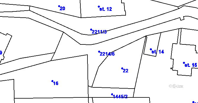 Parcela st. 2214/6 v KÚ Merboltice, Katastrální mapa