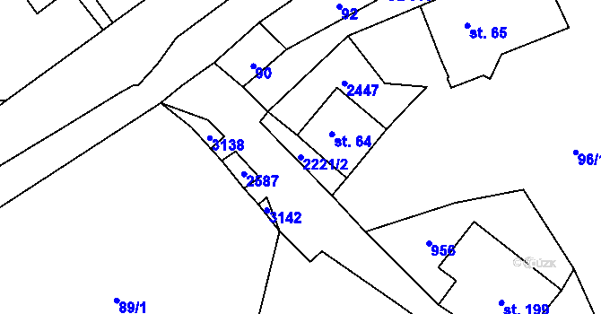 Parcela st. 2221/2 v KÚ Merboltice, Katastrální mapa