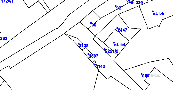 Parcela st. 2221/3 v KÚ Merboltice, Katastrální mapa