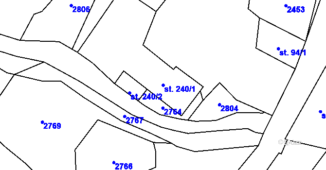 Parcela st. 240/1 v KÚ Merboltice, Katastrální mapa