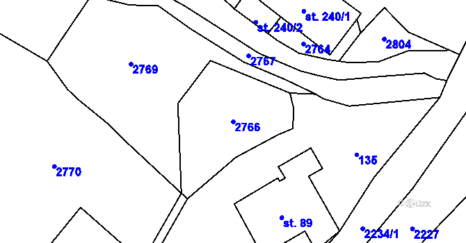 Parcela st. 2766 v KÚ Merboltice, Katastrální mapa