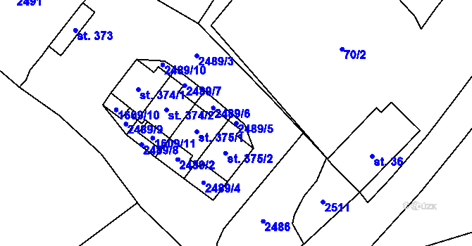Parcela st. 2489/5 v KÚ Merboltice, Katastrální mapa
