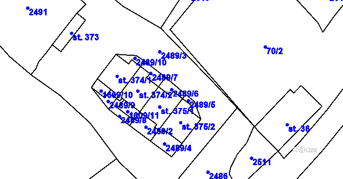 Parcela st. 2489/6 v KÚ Merboltice, Katastrální mapa