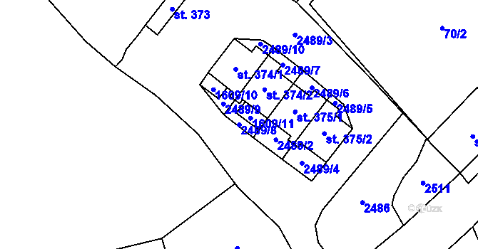 Parcela st. 2489/8 v KÚ Merboltice, Katastrální mapa