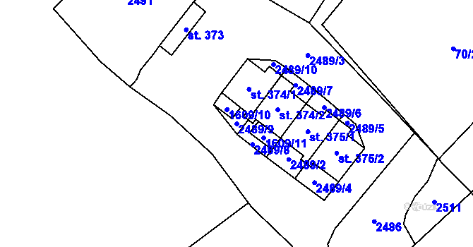 Parcela st. 2489/9 v KÚ Merboltice, Katastrální mapa