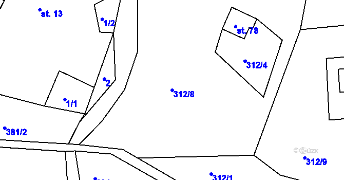 Parcela st. 312/8 v KÚ Lípa, Katastrální mapa