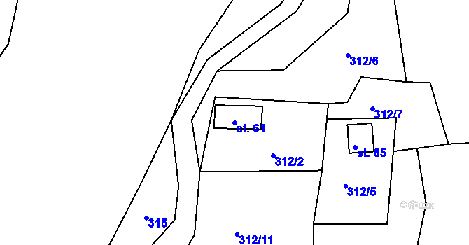 Parcela st. 61 v KÚ Lípa, Katastrální mapa