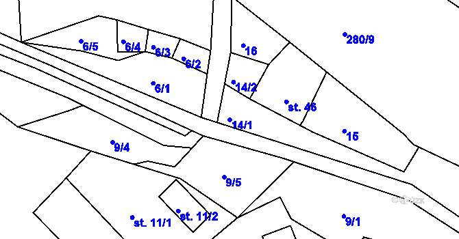 Parcela st. 14/1 v KÚ Lípa, Katastrální mapa