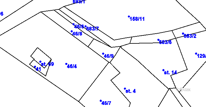 Parcela st. 46/9 v KÚ Lípa, Katastrální mapa