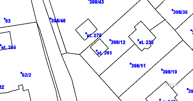 Parcela st. 261 v KÚ Merklín u Karlových Var, Katastrální mapa