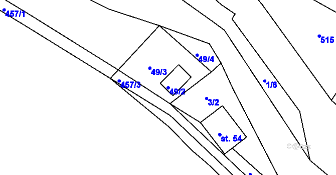 Parcela st. 49/2 v KÚ Merklín u Karlových Var, Katastrální mapa
