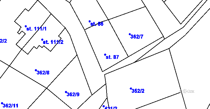Parcela st. 87 v KÚ Merklín u Karlových Var, Katastrální mapa