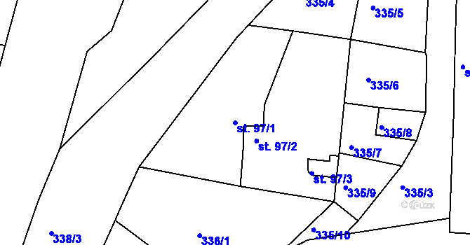 Parcela st. 97/1 v KÚ Merklín u Karlových Var, Katastrální mapa