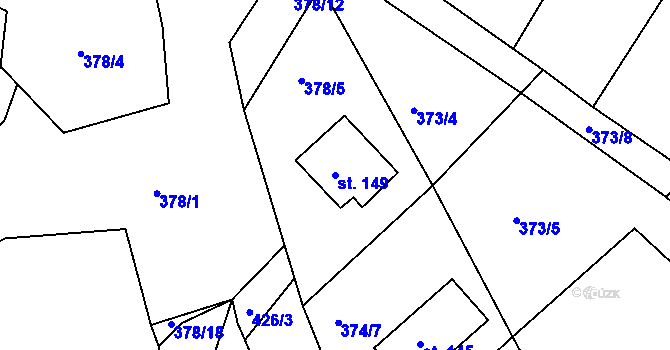 Parcela st. 149 v KÚ Merklín u Karlových Var, Katastrální mapa