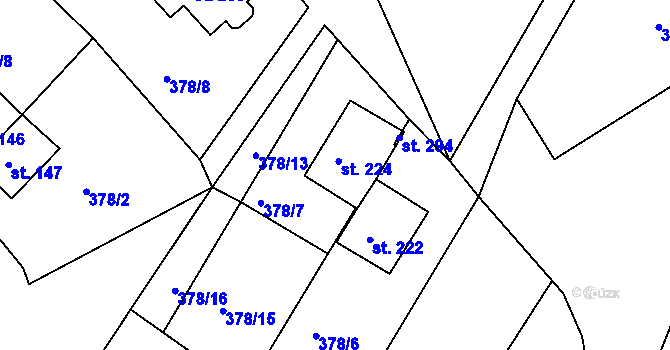 Parcela st. 224 v KÚ Merklín u Karlových Var, Katastrální mapa
