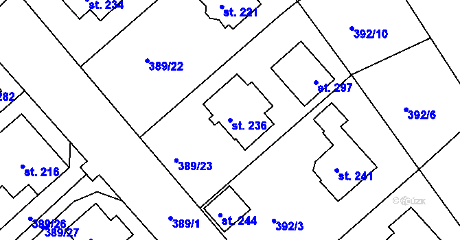 Parcela st. 236 v KÚ Merklín u Karlových Var, Katastrální mapa