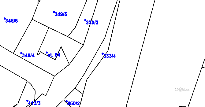 Parcela st. 333/4 v KÚ Merklín u Karlových Var, Katastrální mapa