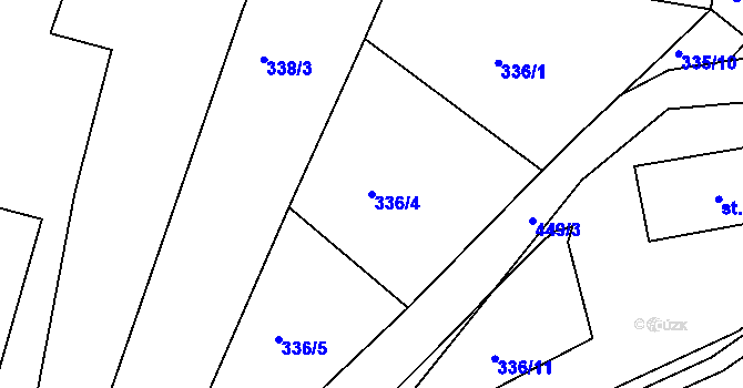 Parcela st. 336/4 v KÚ Merklín u Karlových Var, Katastrální mapa