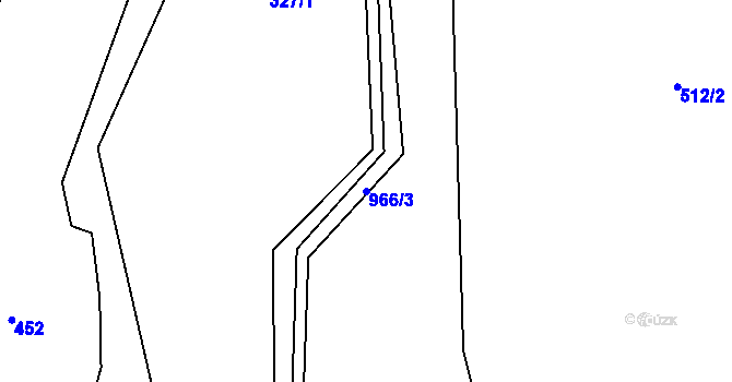 Parcela st. 966/3 v KÚ Oldřiš u Merklína, Katastrální mapa