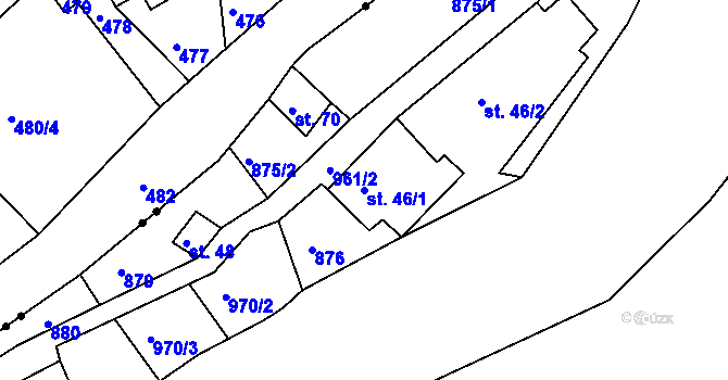 Parcela st. 46/1 v KÚ Oldřiš u Merklína, Katastrální mapa