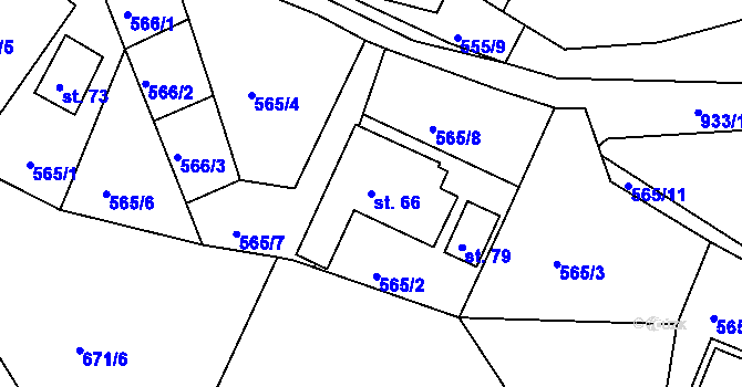 Parcela st. 66 v KÚ Oldřiš u Merklína, Katastrální mapa