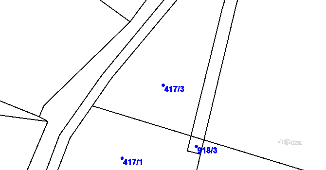 Parcela st. 417/3 v KÚ Oldřiš u Merklína, Katastrální mapa