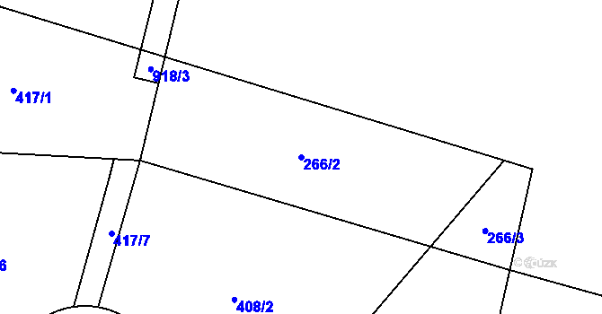 Parcela st. 266/2 v KÚ Oldřiš u Merklína, Katastrální mapa