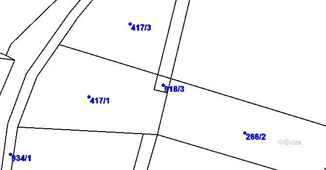 Parcela st. 918/3 v KÚ Oldřiš u Merklína, Katastrální mapa
