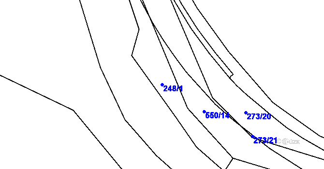Parcela st. 248/1 v KÚ Pstruží u Merklína, Katastrální mapa