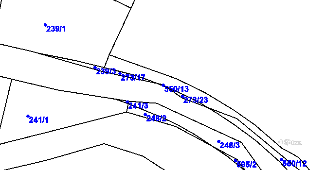 Parcela st. 550/13 v KÚ Pstruží u Merklína, Katastrální mapa