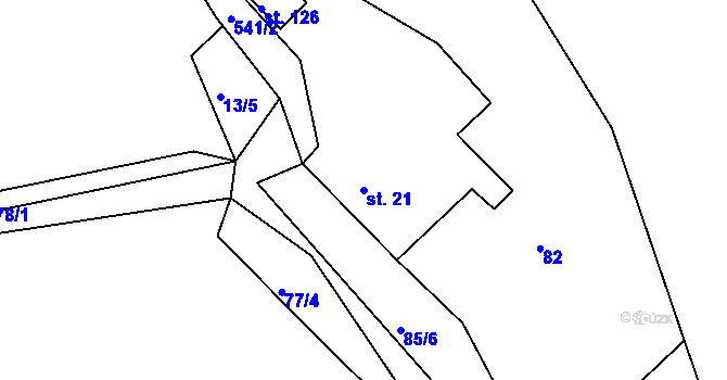 Parcela st. 21 v KÚ Pstruží u Merklína, Katastrální mapa