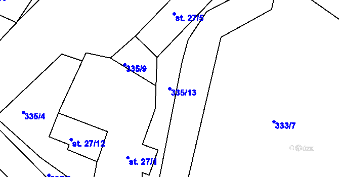 Parcela st. 335/13 v KÚ Pstruží u Merklína, Katastrální mapa