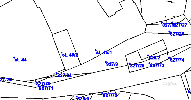 Parcela st. 45/1 v KÚ Buková u Merklína, Katastrální mapa