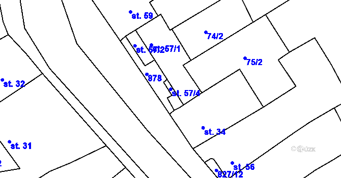 Parcela st. 57/4 v KÚ Buková u Merklína, Katastrální mapa