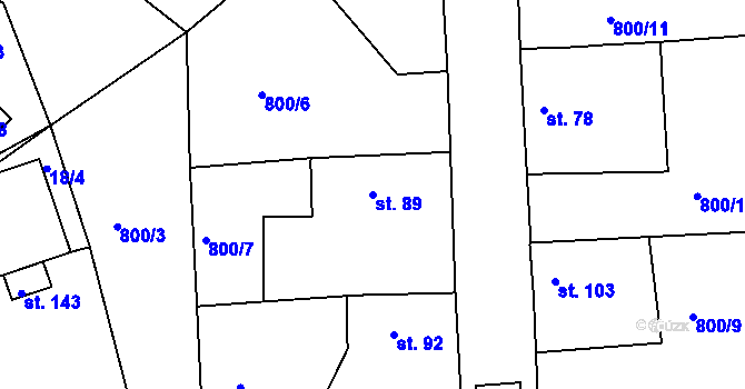 Parcela st. 89 v KÚ Buková u Merklína, Katastrální mapa