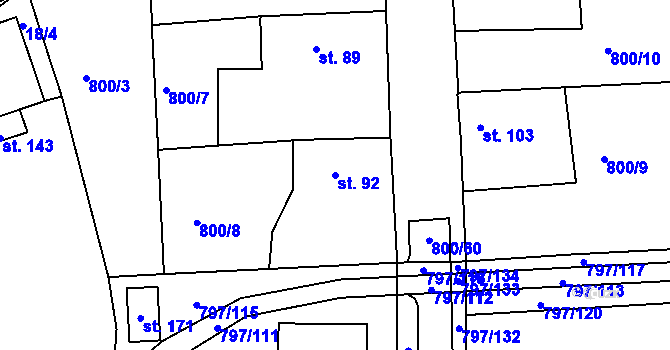 Parcela st. 92 v KÚ Buková u Merklína, Katastrální mapa