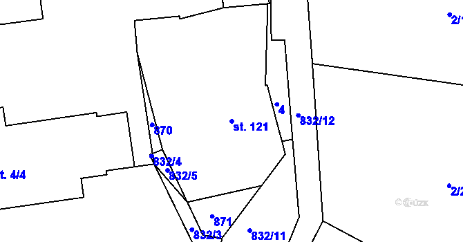 Parcela st. 121 v KÚ Buková u Merklína, Katastrální mapa