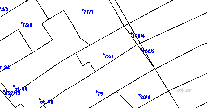 Parcela st. 78/1 v KÚ Buková u Merklína, Katastrální mapa
