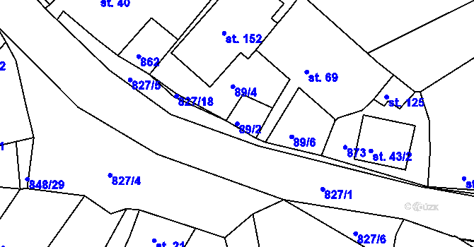 Parcela st. 89/2 v KÚ Buková u Merklína, Katastrální mapa