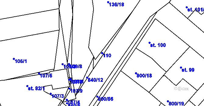 Parcela st. 110 v KÚ Buková u Merklína, Katastrální mapa