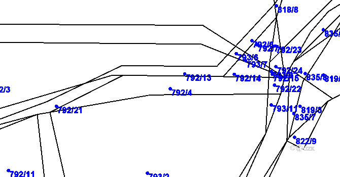 Parcela st. 792/4 v KÚ Buková u Merklína, Katastrální mapa
