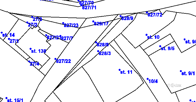 Parcela st. 828/3 v KÚ Buková u Merklína, Katastrální mapa