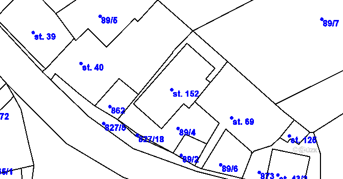 Parcela st. 152 v KÚ Buková u Merklína, Katastrální mapa