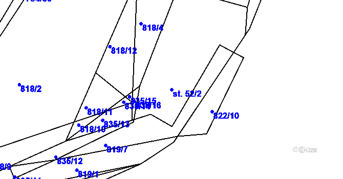 Parcela st. 52/2 v KÚ Buková u Merklína, Katastrální mapa